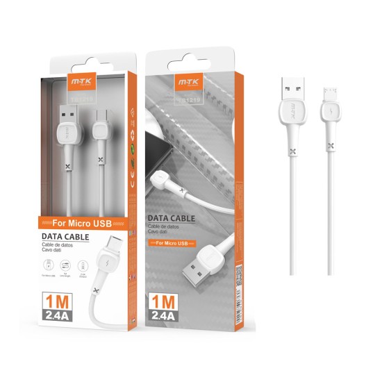 CABLE DE DATOS MTK TB1219 BL PARA MICROUSB 2,4A 1M BRANCO